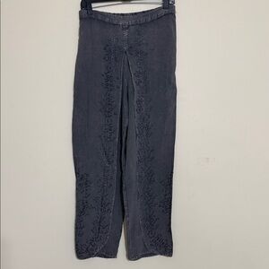 Vintage Cute options pull on pant women M embroidered acid washed split legs Y2K